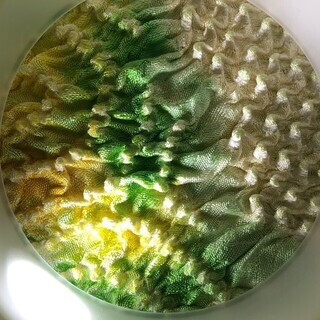  絞り 反物 正絹 薄緑 黄 白 ハンドメイド リサイクル 　MM83