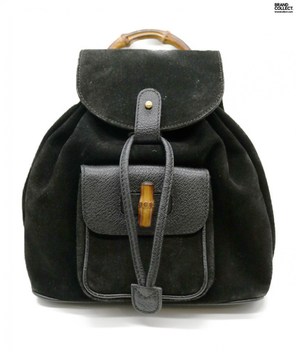 GUCCI (グッチ) バンブーハンドルリュック ブラック バッグ　スウェード