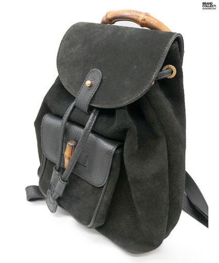 GUCCI (グッチ) バンブーハンドルリュック ブラック バッグ スウェード