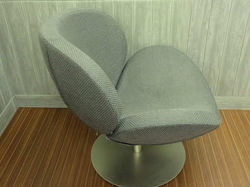 rh0269　ボーコンセプト　シェリーチェア　オットマン付き　BoConcept Schelly Chair　グレー　北欧家具　回転ベース付 一人掛けチェア