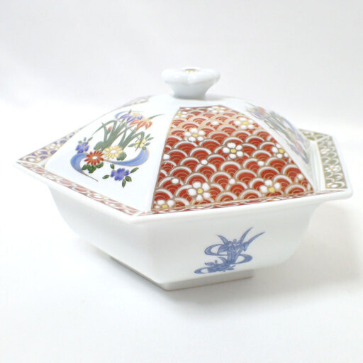 CA119 有田焼 錦松梅 光峰作 容器 和皿 和菓子
