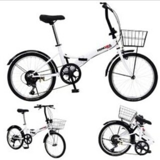 PANGAEA（パンゲア）FDB206 ノーパンク自転車 ノーパンク シマノ6段変速 折りたたみ自転車 カゴ・泥除け標準
