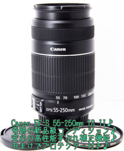 ●新品級●純正望遠ズーム●キャノン  EF-S 55-250mm IS II ゆうパック代引き発送！送料、代引き手数料無料！