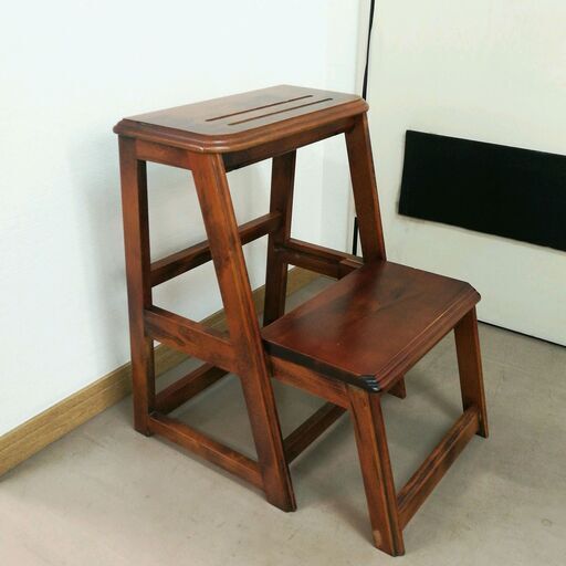 木製 オシャレな踏み台 2段 ステップチェア 高さ56cm 収納式で便利 木製 オシャレな踏み台 2段 ステップチェア 高さ56cm 収納式で便利