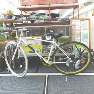 Air bike クロスバイク 28インチ 自転車 7段変速 ホワイト×イエロー