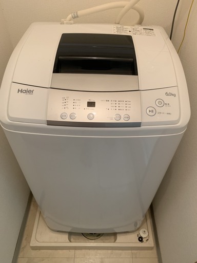 洗濯機（Haier2017製6.0Kg）、ベット（セミダブル）