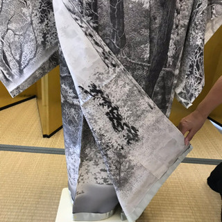 山岡古都 古都染人 水墨画訪問着 「日本風景 白樺」新品 未仕立て