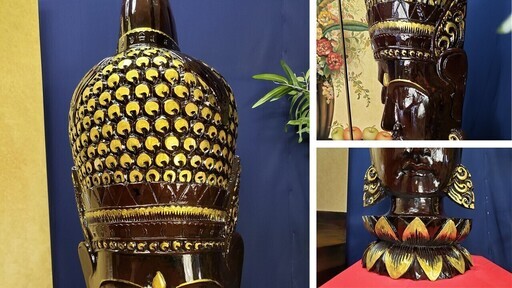 【Ｉ27　アジアン置き物　木製　金を施した　仏陀　マスクオブジェ】 I27 アジアン置き物 木製 金を施した 仏陀 マスクオブジェ】 WpPost