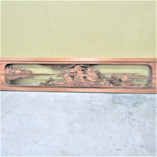 QC010 欄間 草雲 2枚1組 木彫り 彫刻 欄間一対 建具 和室 古民家 和