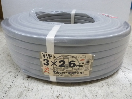 未使用 富士電線 VVF ケーブル 3×2.6㎜ 3芯 100m