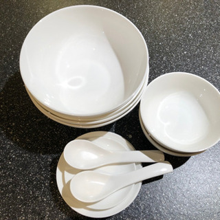 白食器11点/茶碗、どんぶり、小皿、レンゲ  