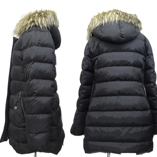 使用感少なめ◎COACH コーチ ファー付 ダウンコート ブラック S 裏地シグネチャー/レディース 