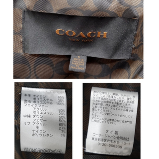 使用感少なめ◎COACH コーチ ファー付 ダウンコート ブラック S 裏地シグネチャー/レディース 