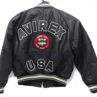 未使用 タグ付◎AVIREX/アヴィレックス レザー スタジアム ジャンパー 革ジャン キッズ 120/スタジャン ジャンパー/牛革