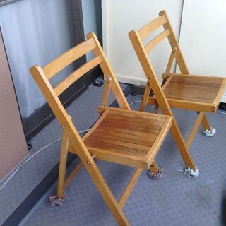 木製折りたたみ椅子2台セット