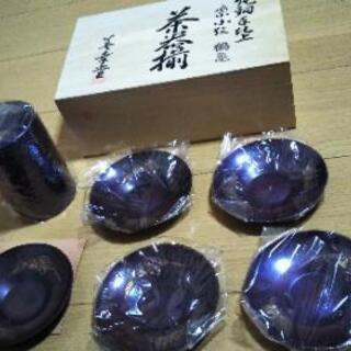 美幸堂◆純銅手仕上 紫小紋 鶴亀 茶器揃◆