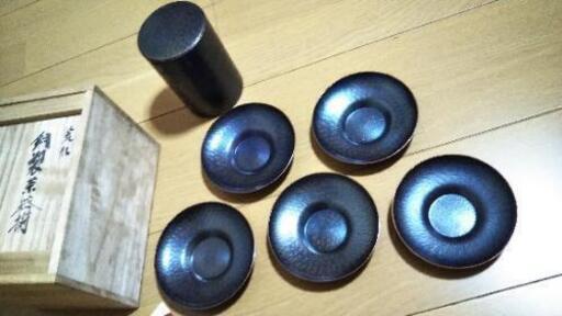 茶道具 茶碗 黒釉掛分 水車 通次嵩山 仁清写 共箱 札幌市北区屯田