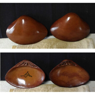 c229 貝合わせ 貝型 香合 漆塗 木製 花押あり 合わせ箱