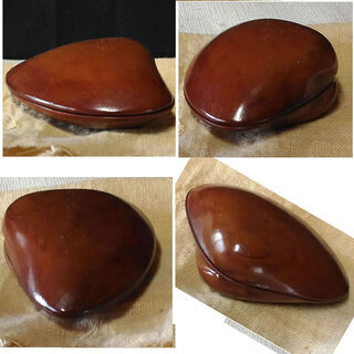 c229 貝合わせ 貝型 香合 漆塗 木製 花押あり 合わせ箱