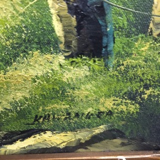 山森林小河絵インテリア※飾り収蔵