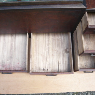 長火鉢・けやき材 五徳・火箸・灰ならし・猫板付き 2A