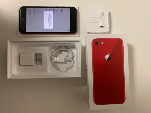 送料無料 極美品 iphone8 SIMフリー 256 レッド RED 付属品未使用 アップルケア+20年6月まで有ります 外箱付き ボタン派の方へ