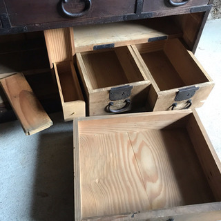 帳場箪笥 タンス 食器 金具 棚 収納 引き出し 古材 アンティーク 明治