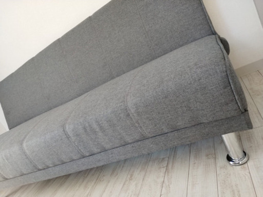 美品  【美品】シンプルなソファベッド 使用１年未満 グリーングレー 家具