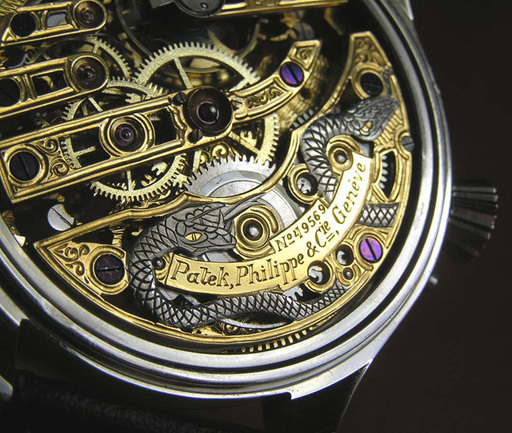 下取＆値引き交渉あり 1876年 パテックフィリップ懐中時計のムーブメント使用カスタム腕時計 エングレービング フルスケルトン 蛇 アンティーク