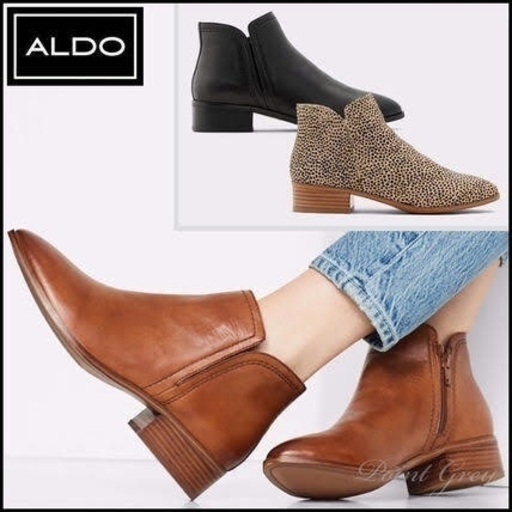 【新品未使用品】ALDO ハラコ\u0026本革レザー サイドゴア アンクル ブーツ