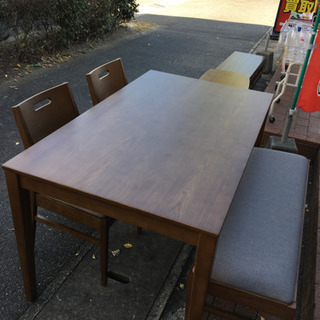 11/7 値下げ 未使用 北欧style ダイニング4点セット ベンチチェア 天然木アッシュ材 参考上代78,390円