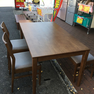 11/7 値下げ 未使用 北欧style ダイニング4点セット ベンチチェア 天然木アッシュ材 参考上代78,390円
