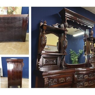 【Ｊ８ 約100年前 イラン製 アンティーク ミラーキャビネット】