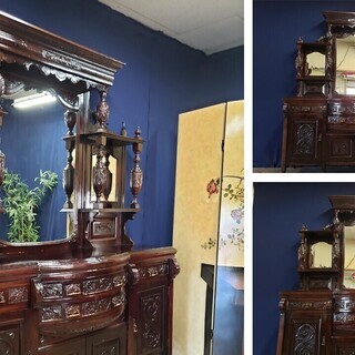 【Ｊ８ 約100年前 イラン製 アンティーク ミラーキャビネット】