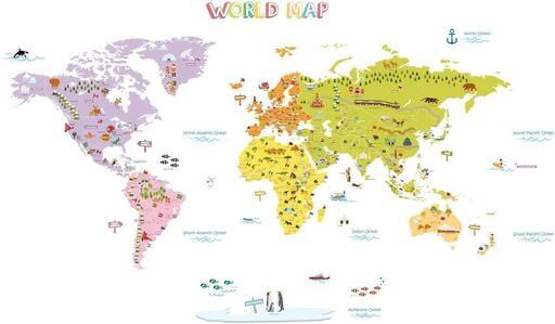 ウォールステッカーカフェ 世界地図 子供部屋にぴったり はるま