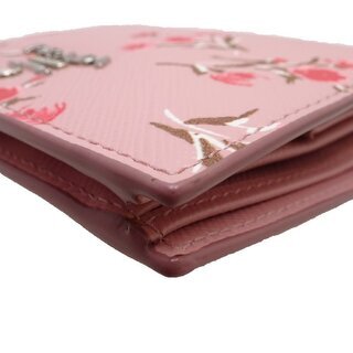 プラダ PRADA 二つ折り財布 SAFFIANO +ST.FLO レザー PESCO ピンク 花柄 1MV204 /046375 【中古】 プラダ PRADA 二つ折り財布 SAFFIANO +ST.FLO レザー PESCO ピンク 花