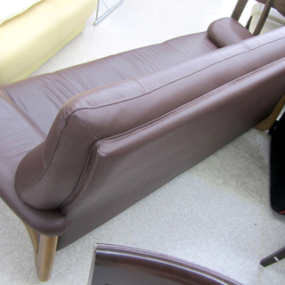 浜本工芸 ソファ 本革 ３人掛け 高級長椅子 茶系 札幌市北区