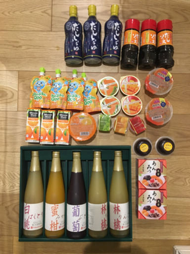 ストレート100%ジュース、ゼリー、だししょうゆだしソース