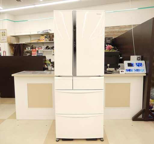 札幌市/清田区 Panasonic 451L トップユニット冷蔵庫 NR-FV45S2 2017年製 ホワイト フレンチ6ドア エコナビ搭載 大容量