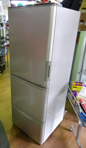 ◆シャープ冷凍冷蔵庫◆SJ-W352　2017年製　どっちもドア　350L　シルバー　3ドア　動作品　USED
