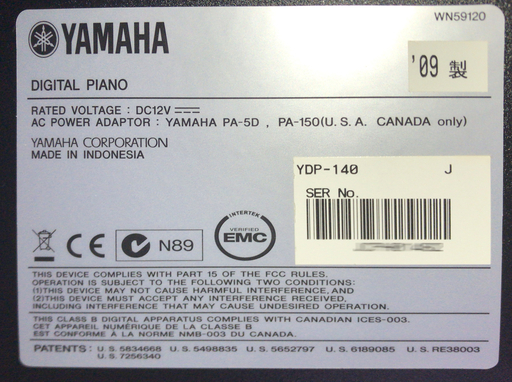 YAMAHA 電子ピアノYDP-140