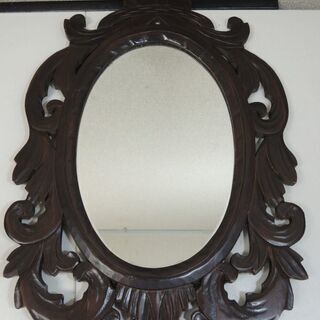 0円。無料。Y.Mirror 壁掛け鏡 木製 葡萄透かし 木枠 ...