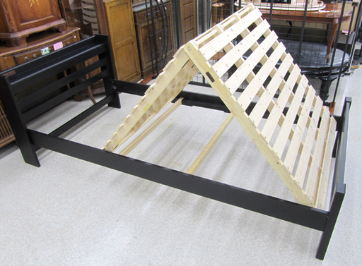 布団干し機能 すのこ折りたたみ出来る シングルベッド 黒枠 木製 札幌市北区