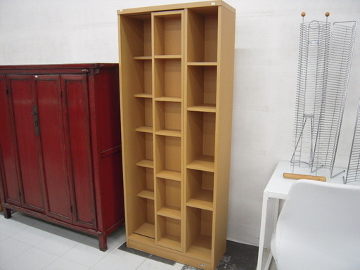 スライド式本棚  本棚 書棚 オフィス・事務所の木製本棚 幅：約７４ｃｍ 苫小牧西店