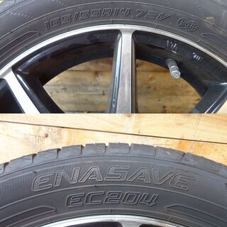 美品 アルミホイール+タイヤ 165/55R14 4本セット ナット付
