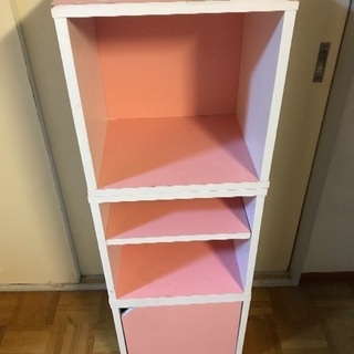3段カラーボックス ピンク