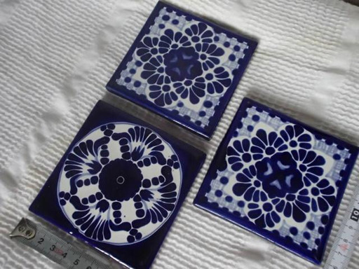 手書きタイル　メキシコ　２種３枚