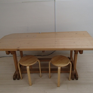 木製　ガーデン　テーブル　３点セット