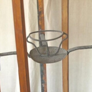 レア珍品！明治時代☆レトロ円形朱漆行灯85cm燭台☆漆塗り行燈