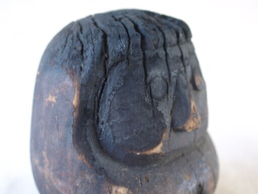 レア貴重！江戸時代 開運！木彫 高崎ダルマ 達磨木型14cm猛火修行の焼身